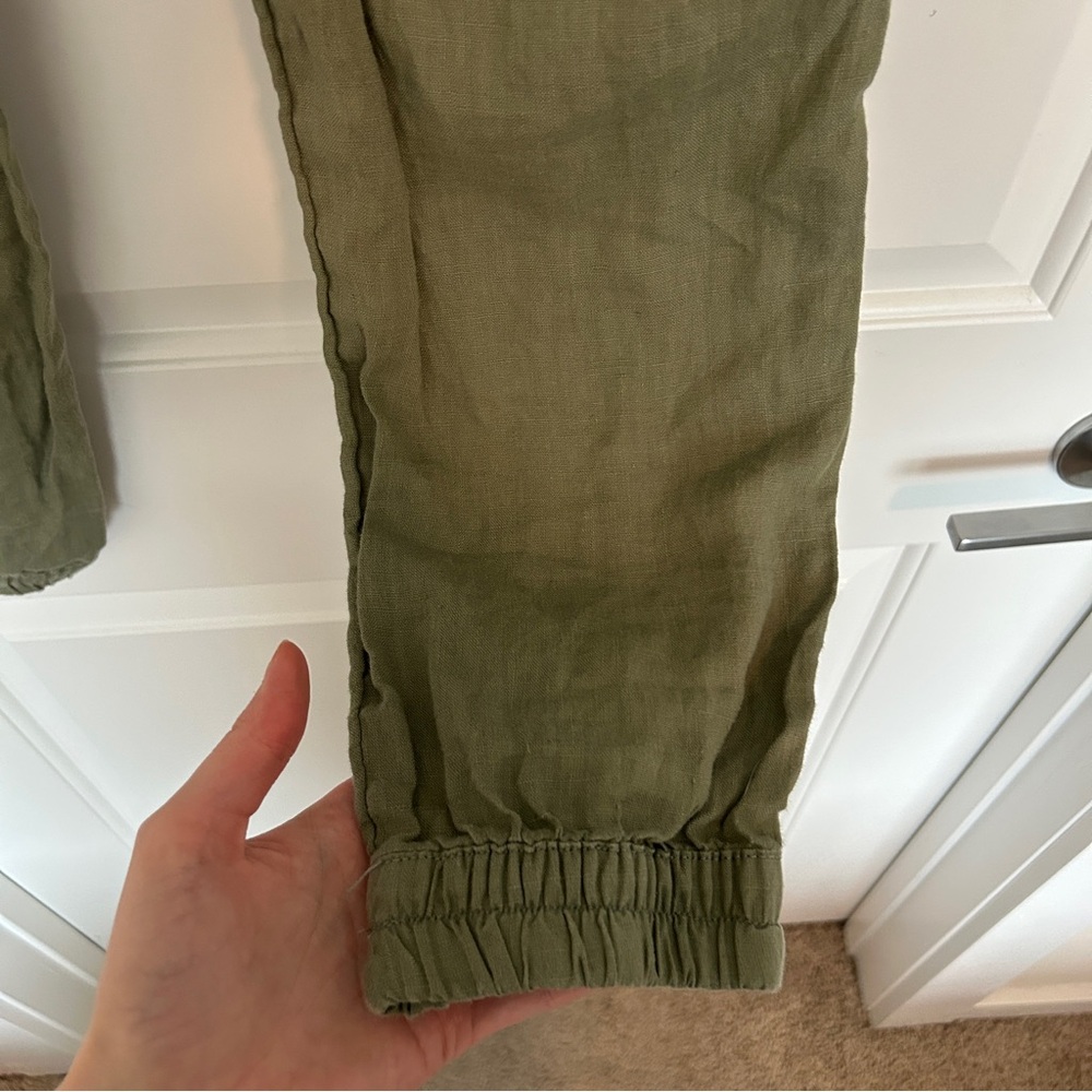 C&C California 100% Linen Olive Green Women’s Jogger Pants, Size Small - Picture 6 of 6